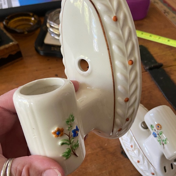 2 1930’s Porcelain Wall Sconces - Picture 3 of 8